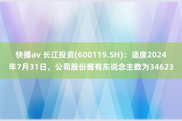 快播av 长江投资(600119.SH)：适度2024年7月31日，公司股份握有东说念主数为34623