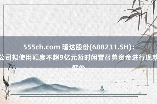 555ch.com 隆达股份(688231.SH)：及子公司拟使用额度不超9亿元暂时闲置召募资金进行现款惩处