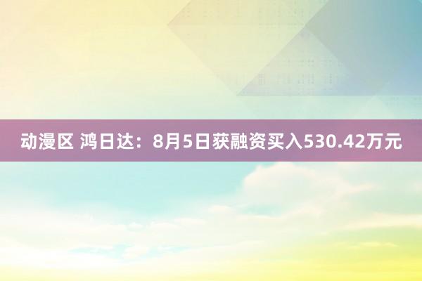 动漫区 鸿日达：8月5日获融资买入530.42万元