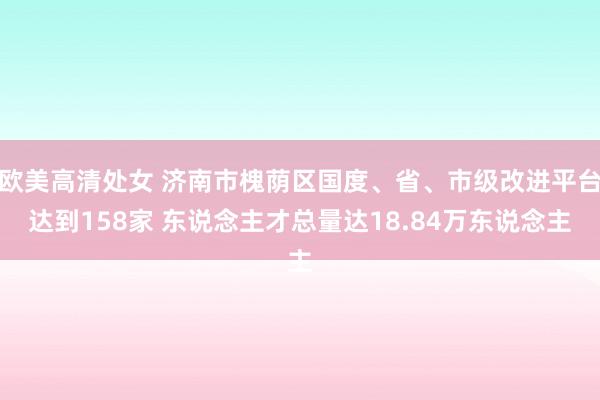 欧美高清处女 济南市槐荫区国度、省、市级改进平台达到158家 东说念主才总量达18.84万东说念主