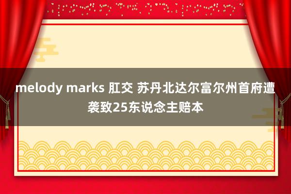 melody marks 肛交 苏丹北达尔富尔州首府遭袭致25东说念主赔本